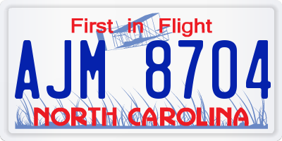 NC license plate AJM8704