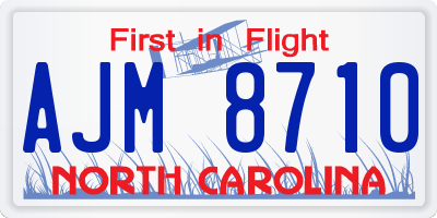 NC license plate AJM8710