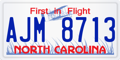 NC license plate AJM8713
