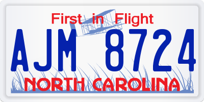 NC license plate AJM8724