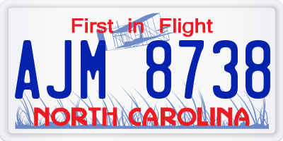 NC license plate AJM8738