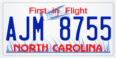 NC license plate AJM8755