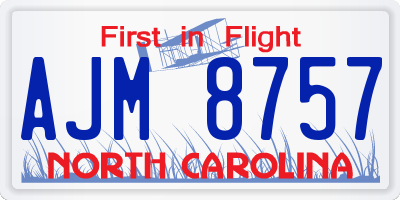NC license plate AJM8757