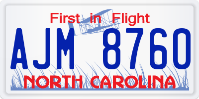 NC license plate AJM8760