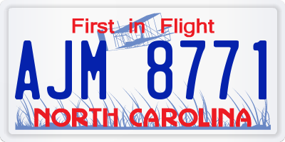 NC license plate AJM8771