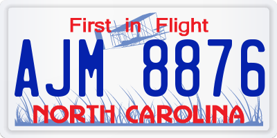 NC license plate AJM8876