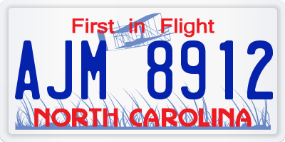 NC license plate AJM8912