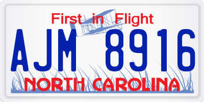 NC license plate AJM8916