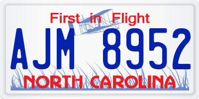 NC license plate AJM8952