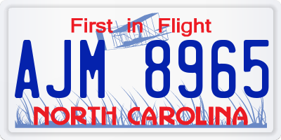 NC license plate AJM8965
