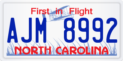 NC license plate AJM8992