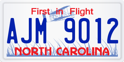 NC license plate AJM9012