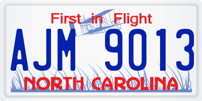 NC license plate AJM9013