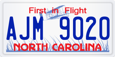 NC license plate AJM9020