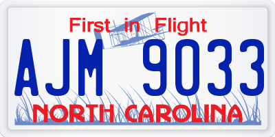 NC license plate AJM9033