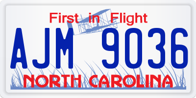 NC license plate AJM9036