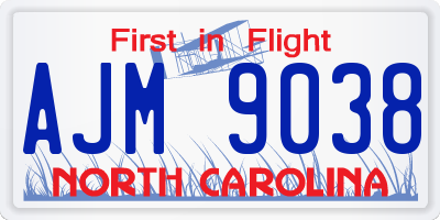 NC license plate AJM9038