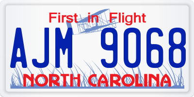 NC license plate AJM9068