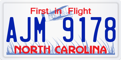 NC license plate AJM9178