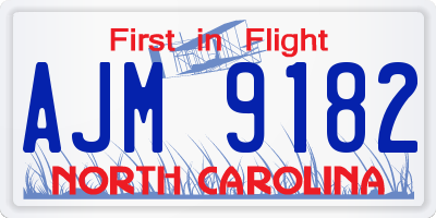NC license plate AJM9182