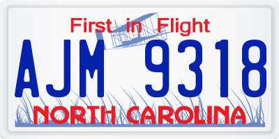 NC license plate AJM9318