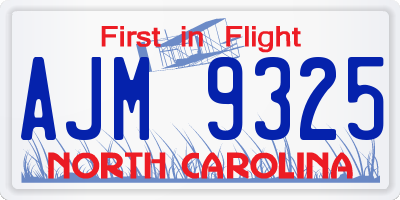 NC license plate AJM9325