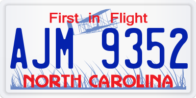 NC license plate AJM9352