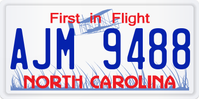 NC license plate AJM9488