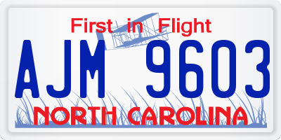 NC license plate AJM9603