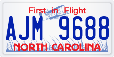 NC license plate AJM9688