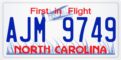 NC license plate AJM9749