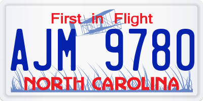NC license plate AJM9780
