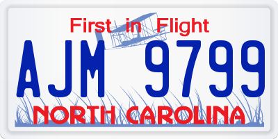 NC license plate AJM9799