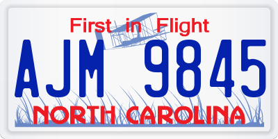 NC license plate AJM9845