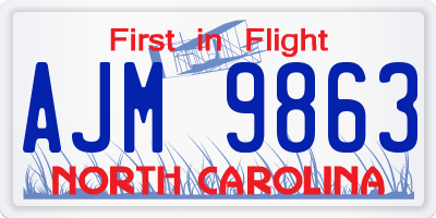 NC license plate AJM9863