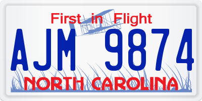 NC license plate AJM9874