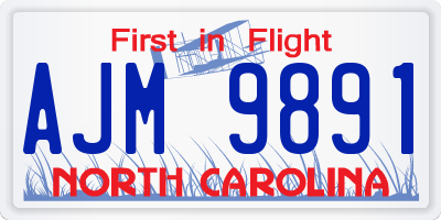 NC license plate AJM9891