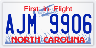NC license plate AJM9906