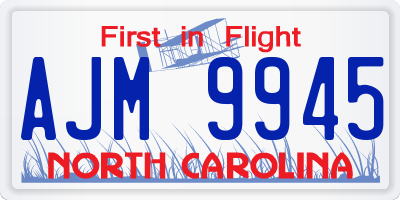 NC license plate AJM9945