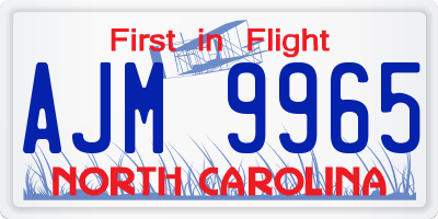 NC license plate AJM9965