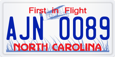 NC license plate AJN0089