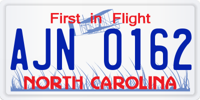 NC license plate AJN0162