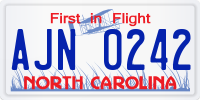 NC license plate AJN0242