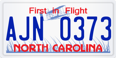 NC license plate AJN0373