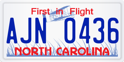 NC license plate AJN0436