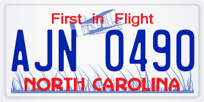 NC license plate AJN0490