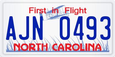 NC license plate AJN0493