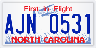 NC license plate AJN0531