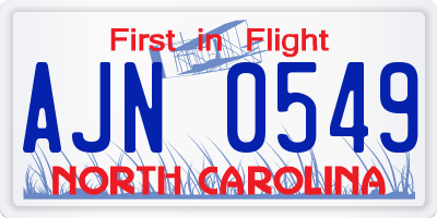 NC license plate AJN0549