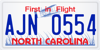 NC license plate AJN0554
